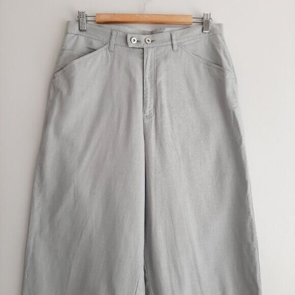 JESSICA / Linen Cotton Blend High Waist Trouser Dress Pants Light Gray Sz 14 - Picture 2 of 10